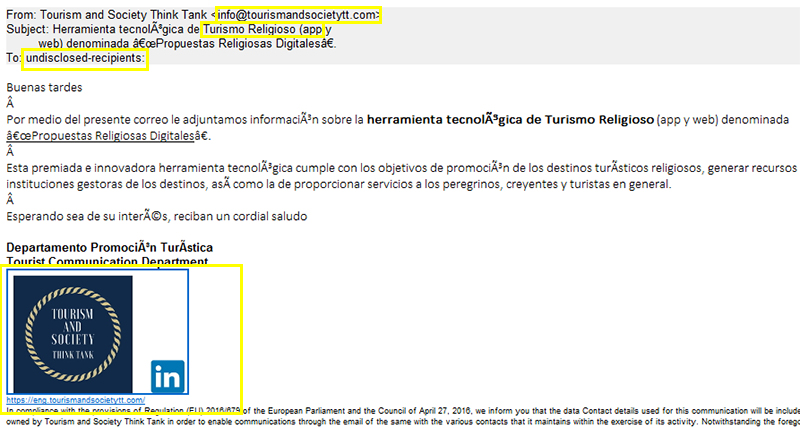 Tourism Societ Think Tank : Spam/Phishing